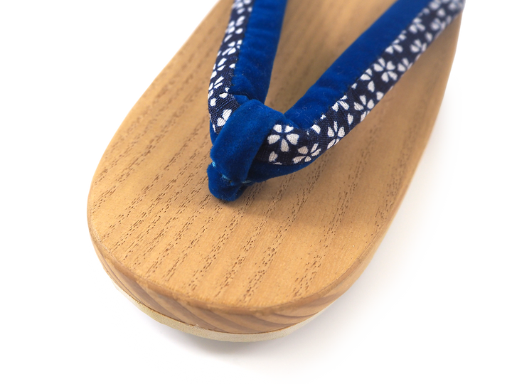 Kids Japanese Kimono Yukata Wooden Geta Sandals, 6.5"/16.5cm Beige Blue