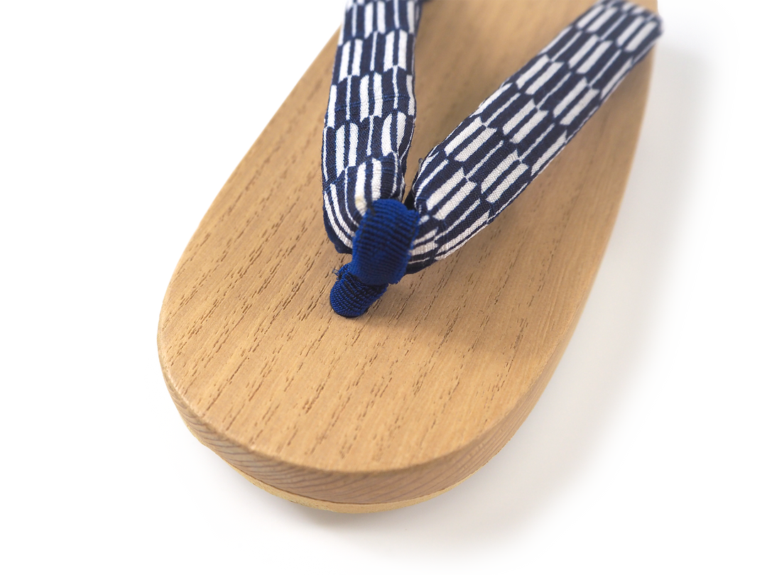 Kids Japanese Kimono Yukata Wooden Geta Sandals, 6.5"/16.5cm Beige Blue