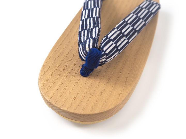 Kids Japanese Kimono Yukata Wooden Geta Sandals, 6.5"/16.5cm Beige Blue