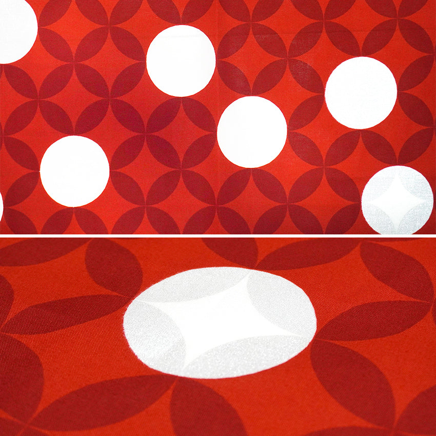 Japanese Furoshiki Wrapping Cloth – Shippo Pattern, Red & White, Reusable Cotton, 27.6 x 27.6 in
