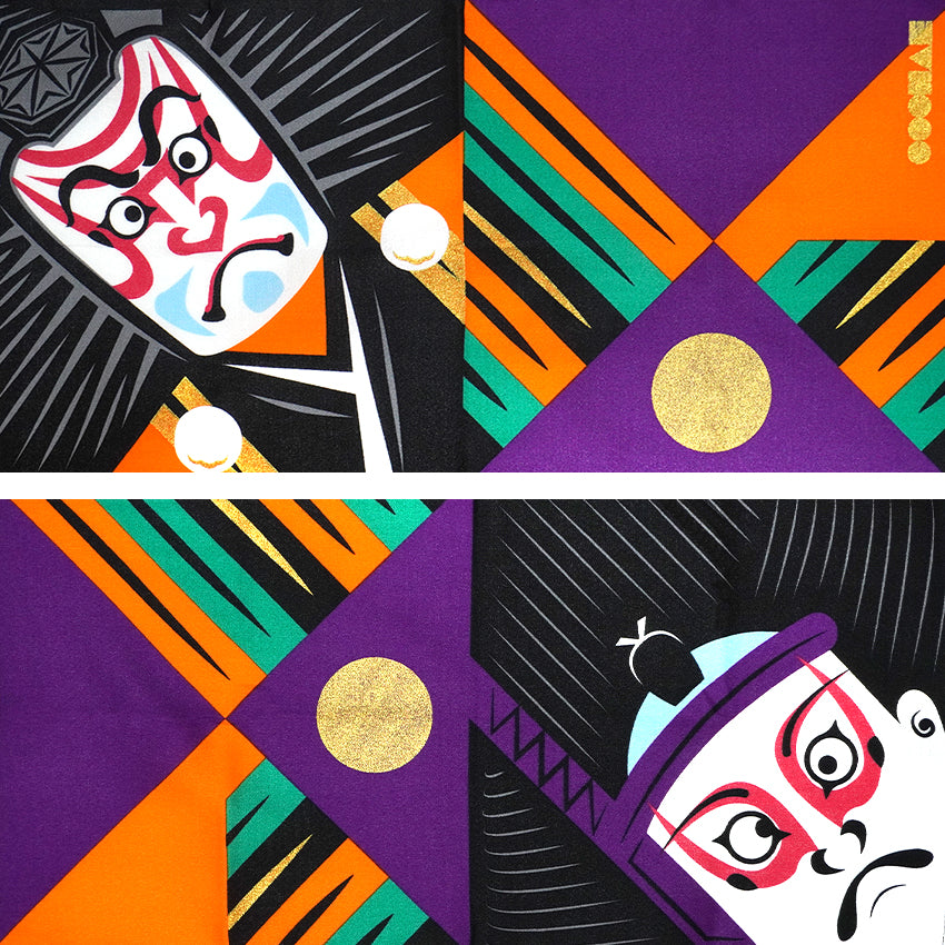 Japanese Furoshiki Wrapping Cloth – Kabuki Theater Design, Reusable Cotton, 18.9 x 18.9 in