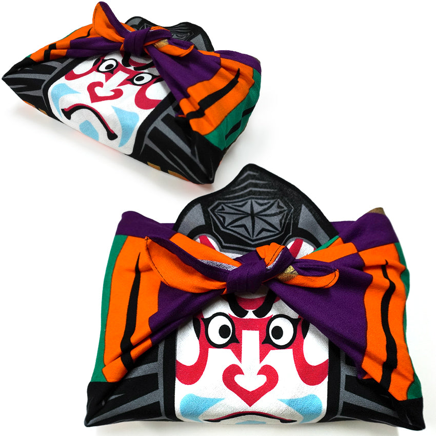 Japanese Furoshiki Wrapping Cloth – Kabuki Theater Design, Reusable Cotton, 18.9 x 18.9 in