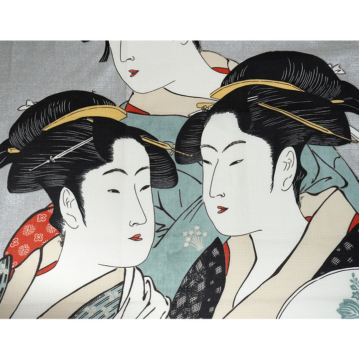 Japanese Furoshiki Wrapping Cloth – Kansei Three Beauties Ukiyo-e Design, Organic Cotton, 27.6 x 27.6 in