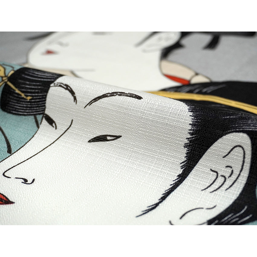 Japanese Furoshiki Wrapping Cloth – Kansei Three Beauties Ukiyo-e Design, Organic Cotton, 27.6 x 27.6 in
