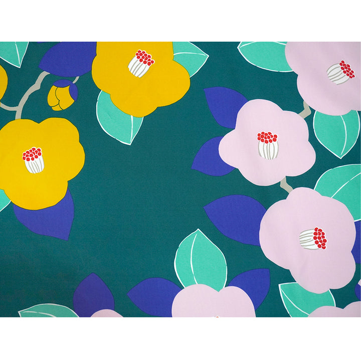 Japanese Water-Repellent Furoshiki Wrapping Cloth – Camellia Design, Eco-Friendly Reusable Fabric, 27.6 x 27.6 in