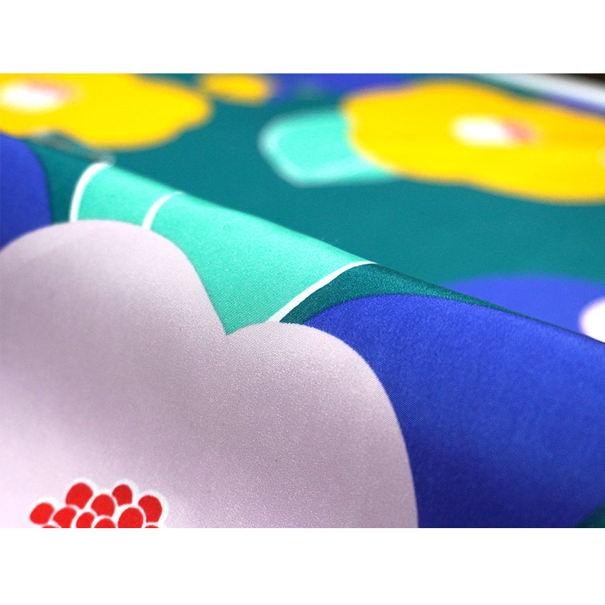 Japanese Water-Repellent Furoshiki Wrapping Cloth – Camellia Design, Eco-Friendly Reusable Fabric, 27.6 x 27.6 in