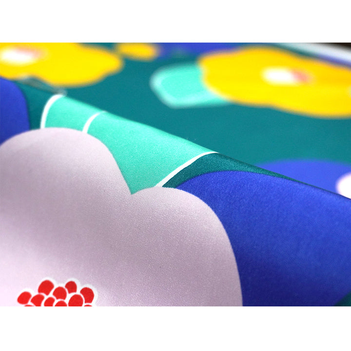 Japanese Water-Repellent Furoshiki Wrapping Cloth – Camellia Design, Eco-Friendly Reusable Fabric, 27.6 x 27.6 in
