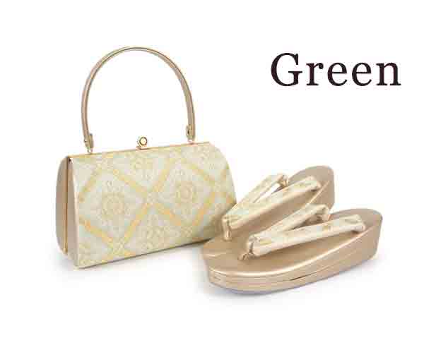 Formal Zori Sandals and Bag Set for TEA ceremony【Green / Pink】S/M/L/LL