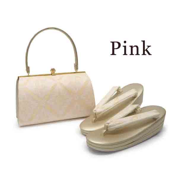 Formal Zori Sandals and Bag Set for TEA ceremony【Green / Pink】S/M/L/LL