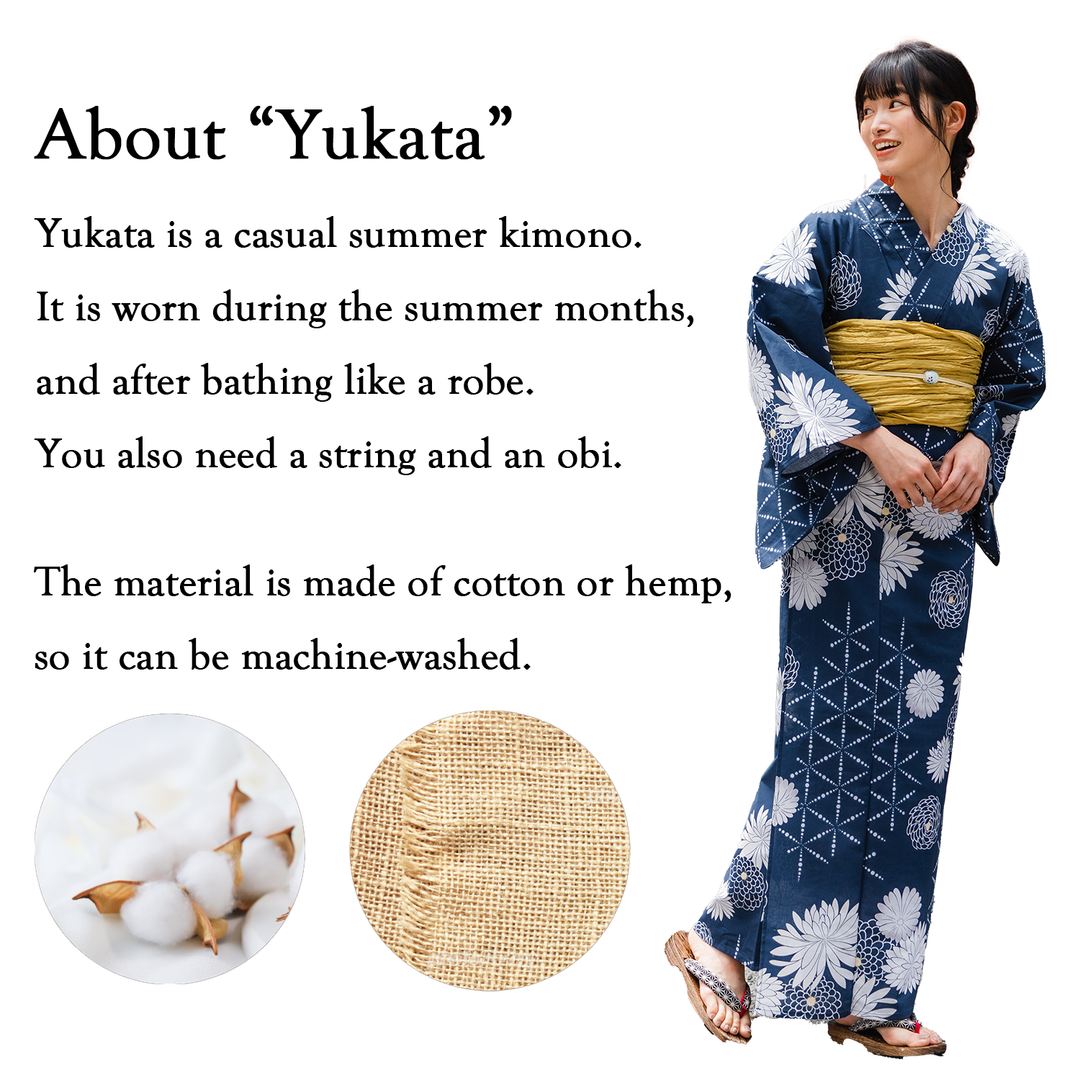 Women's Cotton Yukata, Casual Summer Kimono - Light beige