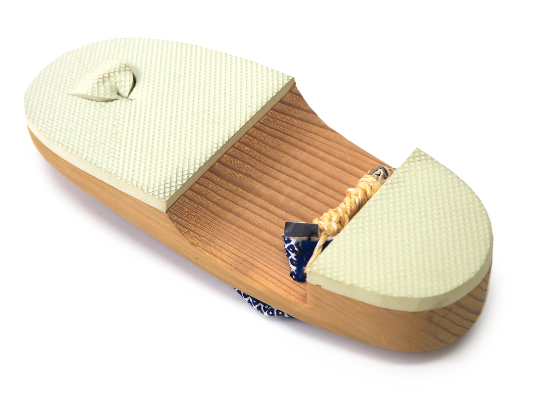 Kids Japanese Kimono Yukata Wooden Geta Sandals, 19.5, 21cm Beige Blue