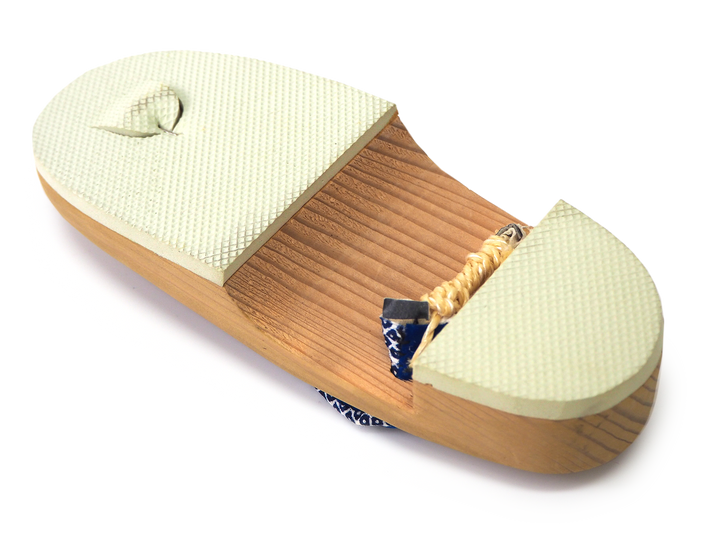 Kids Japanese Kimono Yukata Wooden Geta Sandals, 19.5, 21cm Beige Blue