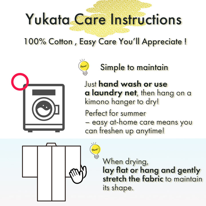 Men's Yukata Cotton : Black with Checkered Pattern Yukata