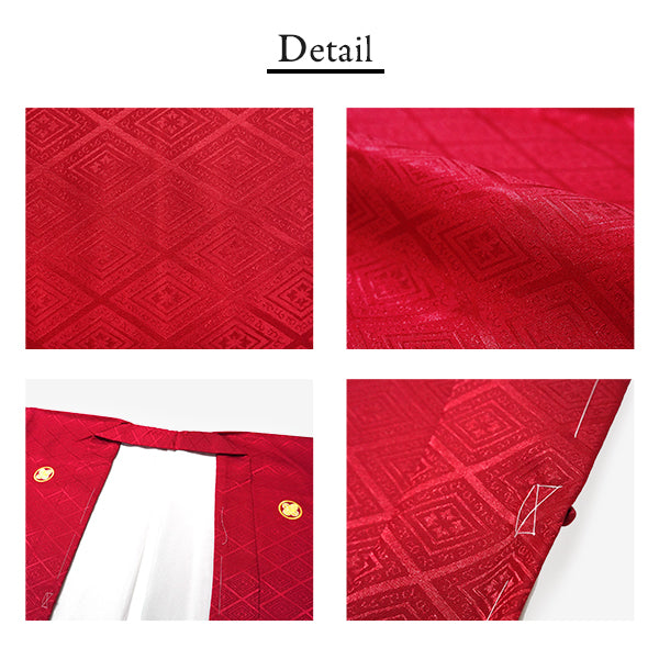 Men's Formal Kimono, Haori, and Hakama 3-Piece Set ＜RED Haori＞