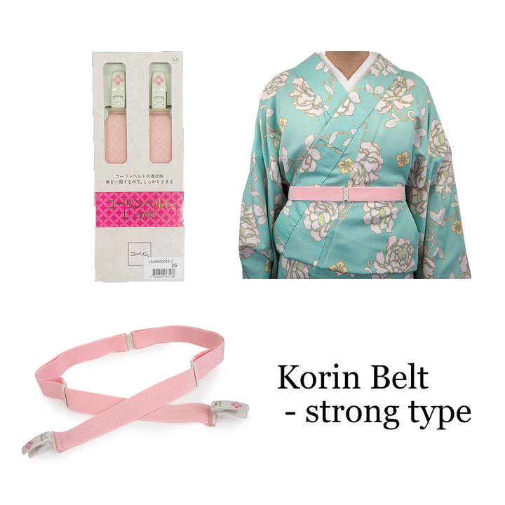 Women's Korin Belt [Strong type] Kimono Kitsuke Himo/ Elastic Belt With Clips - Pink