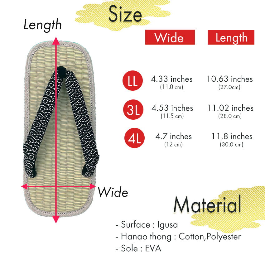 Men's Tatami setta sandals : Black Wave pattern