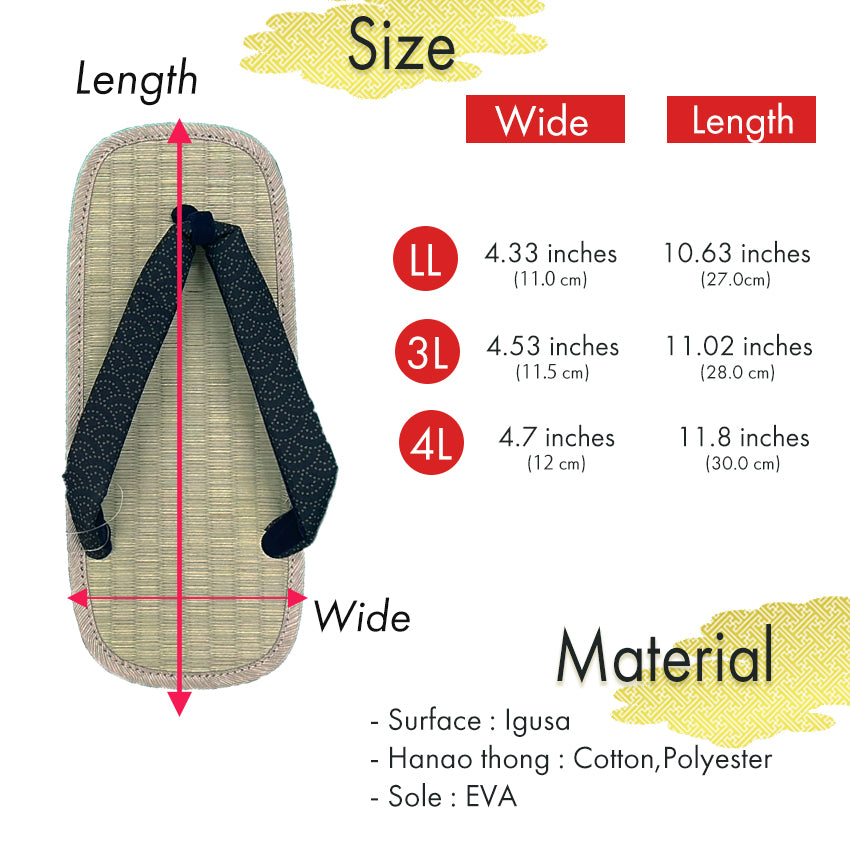 Men's Tatami setta sandals : Saya-gata pattern