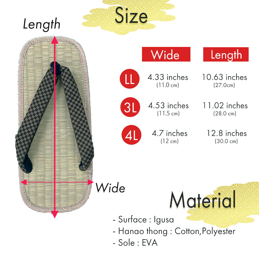 Men's Tatami setta sandals : Checked pattern