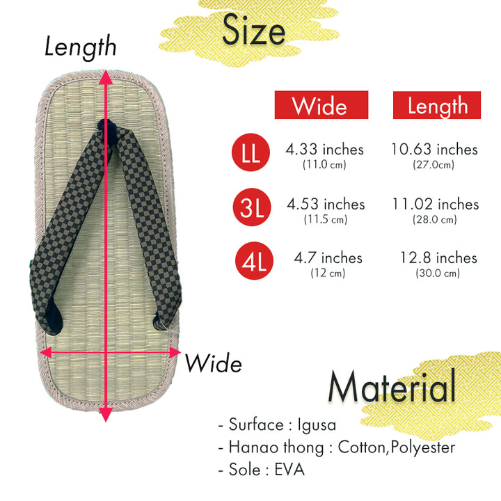 Men's Tatami setta sandals : Checked pattern