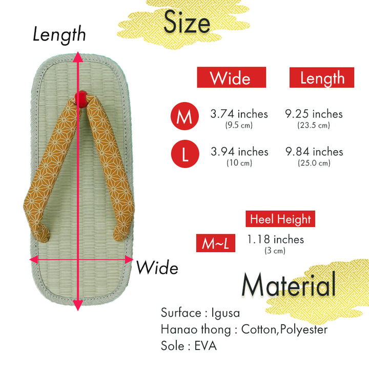 Woman's Tatami setta sandals : Orange Flex-leaf pattern