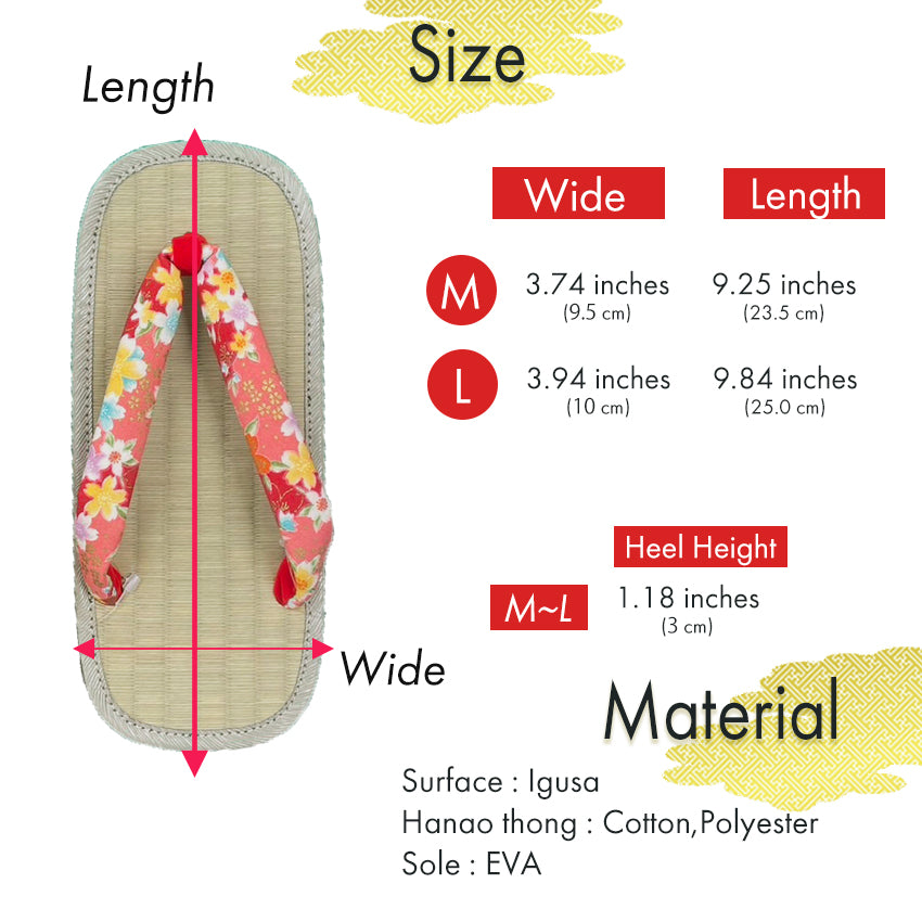 Woman's Tatami setta sandals : Red Flowers