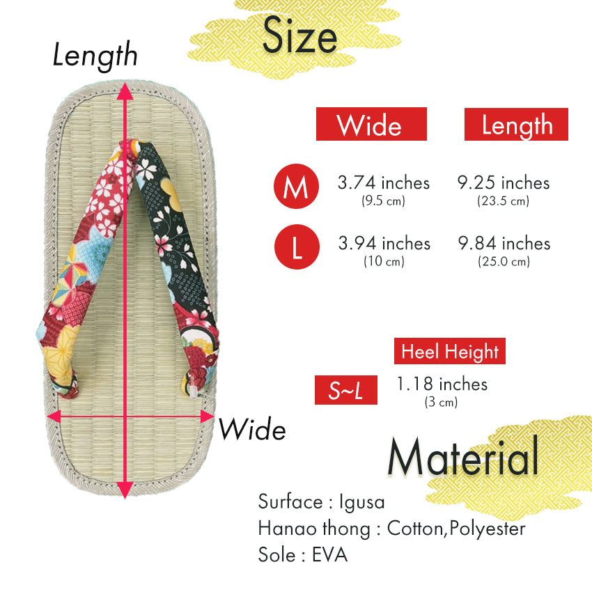 Woman's Tatami setta sandals : Black Flowers