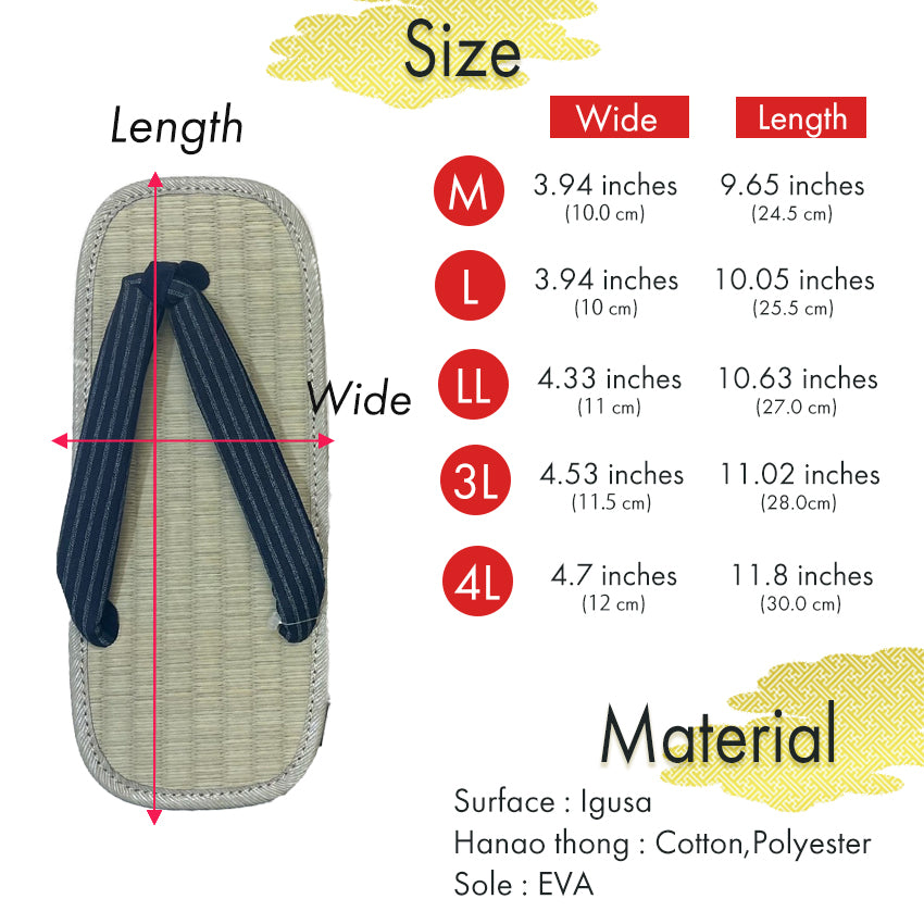 Men's Tatami setta sandals : Navy, Striped pattern