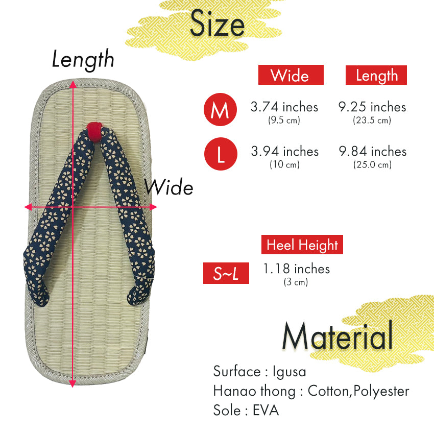 Woman's Tatami setta sandals : Black, Cherry blossoms