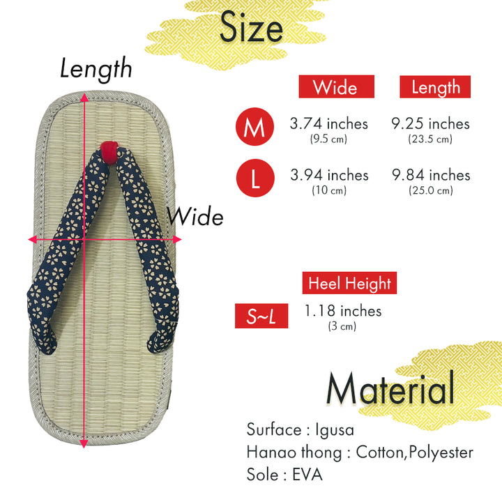 Woman's Tatami setta sandals : Black, Cherry blossoms