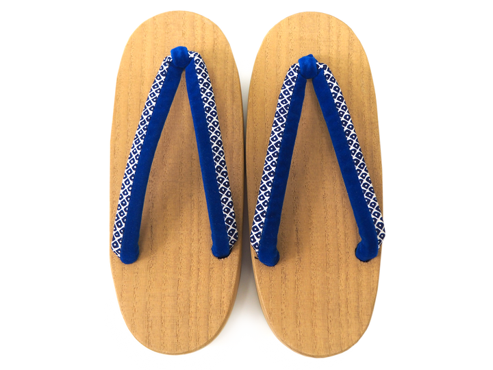 Kids Japanese Kimono Yukata Wooden Geta Sandals, 19.5, 21cm Beige Blue