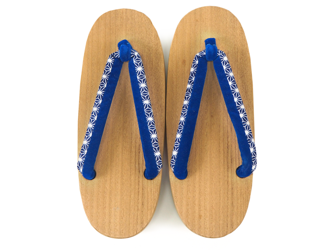 Kids Japanese Kimono Yukata Wooden Geta Sandals, 19.5, 21cm Beige Blue