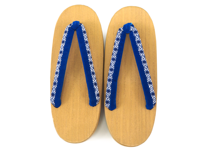 Kids Japanese Kimono Yukata Wooden Geta Sandals, 19.5, 21cm Beige Blue