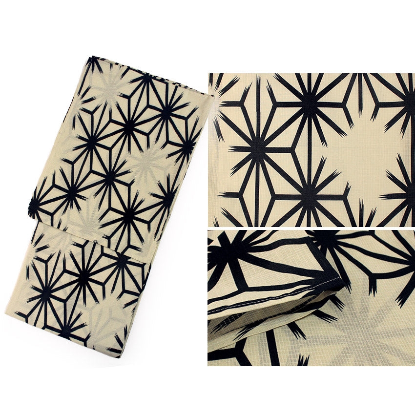 Men's Yukata 4-Piece Set – Yukata, Obi Belt, Geta Sandals & Waist Tie | Choose from 6 Traditional Japanese Patterns, Circle, Geometric, Hemp Leaf (Asanoha),  Seven Treasures (Shippo)