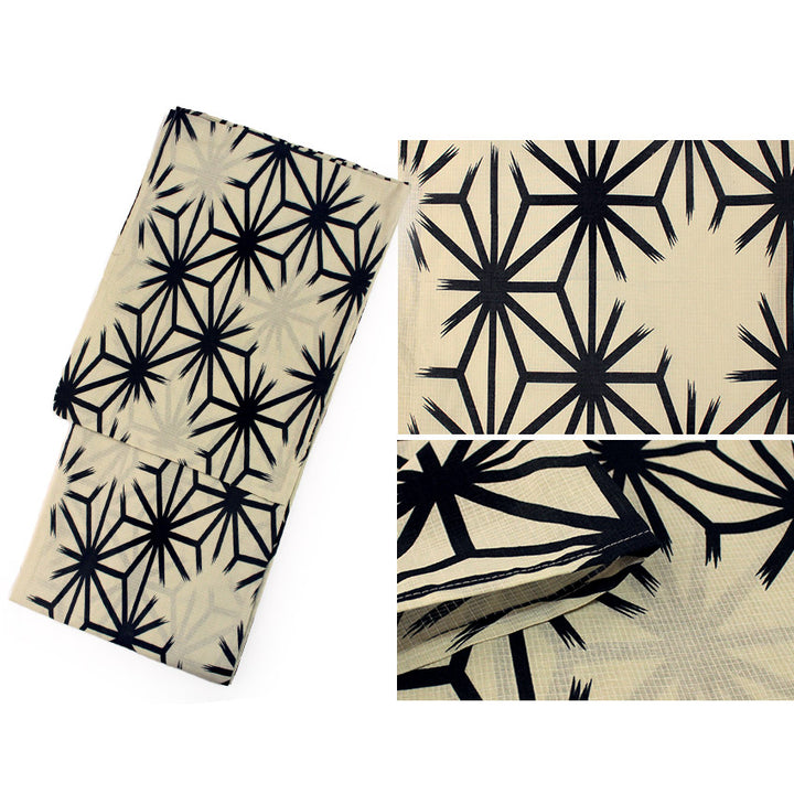 Men's Yukata 4-Piece Set – Yukata, Obi Belt, Geta Sandals & Waist Tie | Choose from 6 Traditional Japanese Patterns, Circle, Geometric, Hemp Leaf (Asanoha),  Seven Treasures (Shippo)