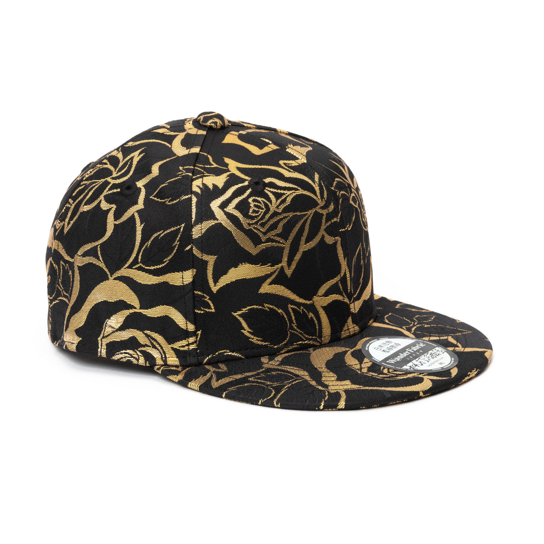 Kimono Fabric Cap - Black Rose Pattern