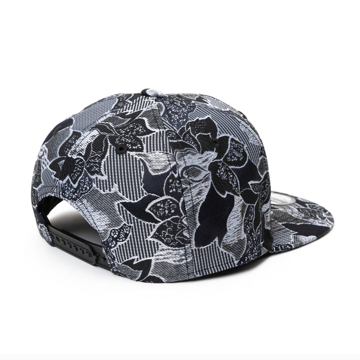 Kimono Fabric Cap - Black, Gray Floral Pattern