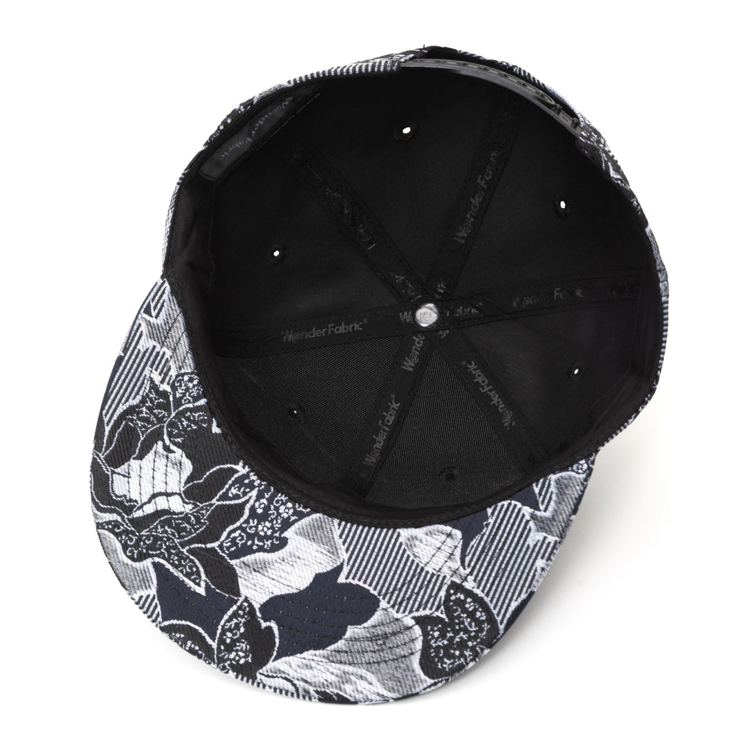 Kimono Fabric Cap - Black, Gray Floral Pattern