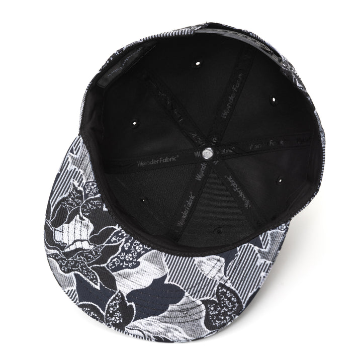 Kimono Fabric Cap - Black, Gray Floral Pattern
