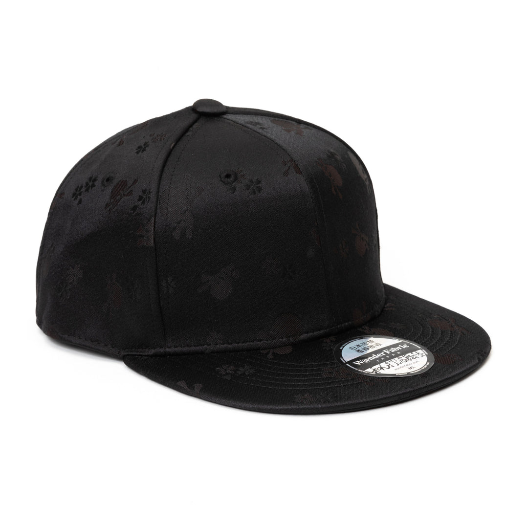 Japanese Pattern Baseball Cap – Nishijin & Kiryu Weaving | Black Skull | M/L