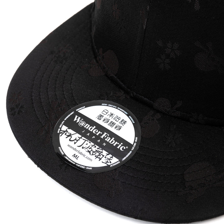 Japanese Pattern Baseball Cap – Nishijin & Kiryu Weaving | Black Skull | M/L