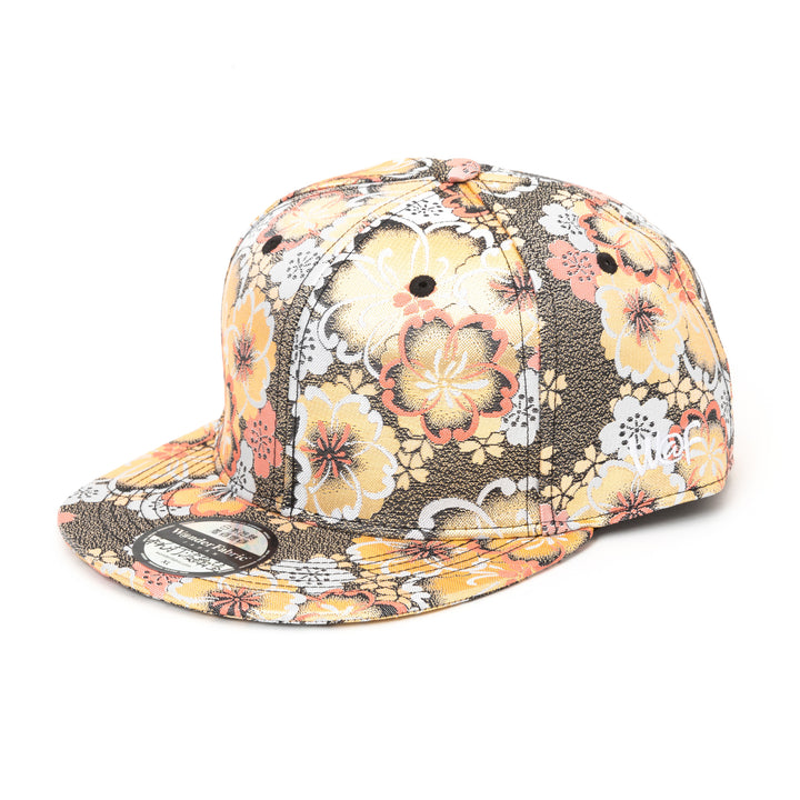Kimono Fabric Cap - Gold Background Cherry Blossom