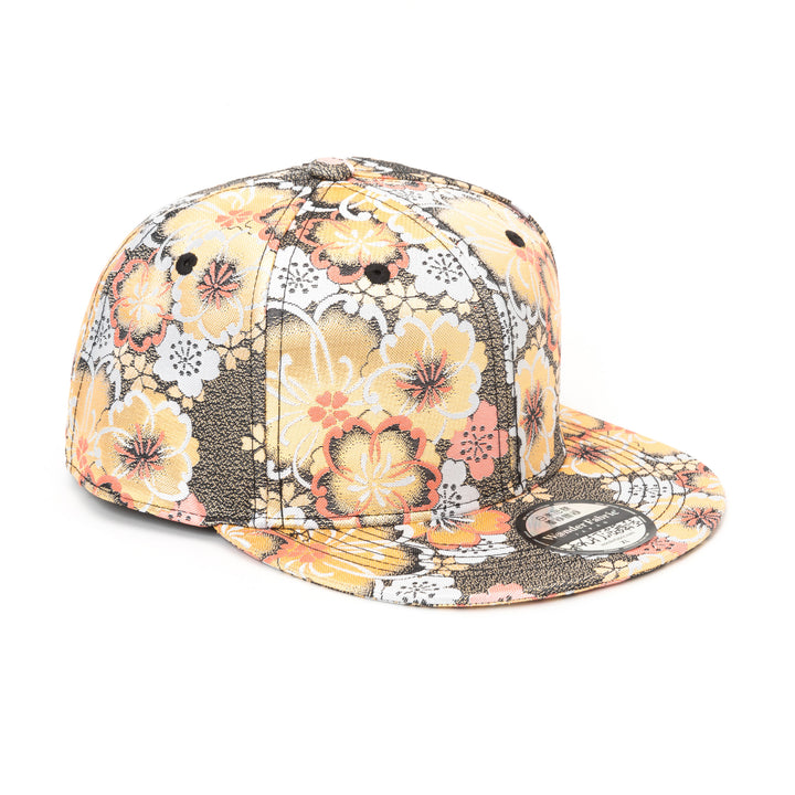 Kimono Fabric Cap - Gold Background Cherry Blossom