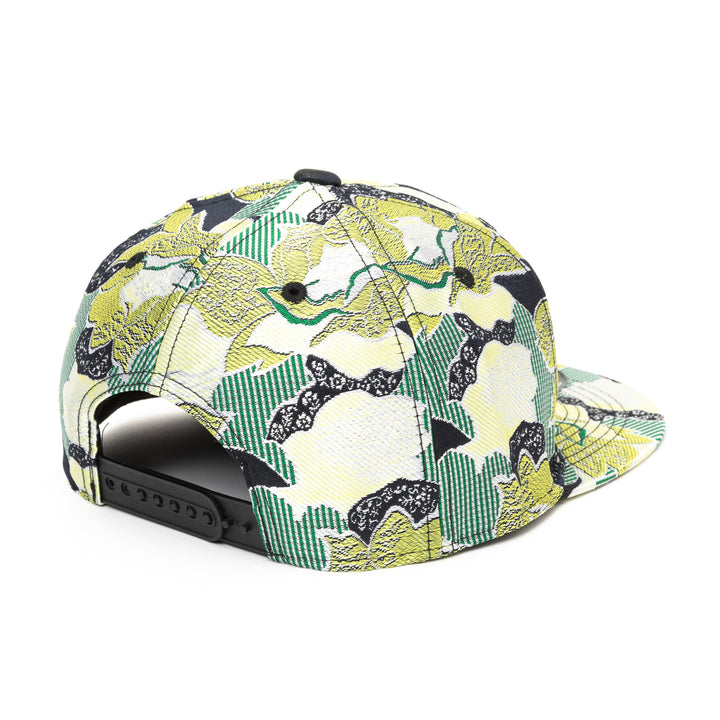 Kimono Fabric Cap - Green Floral Pattern