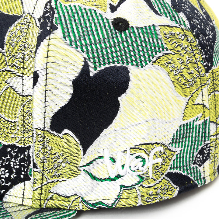Kimono Fabric Cap - Green Floral Pattern