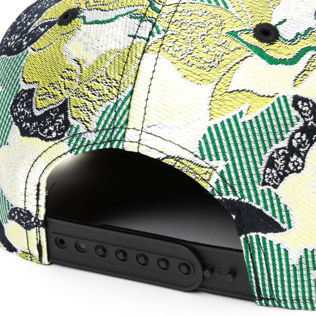 Kimono Fabric Cap - Green Floral Pattern
