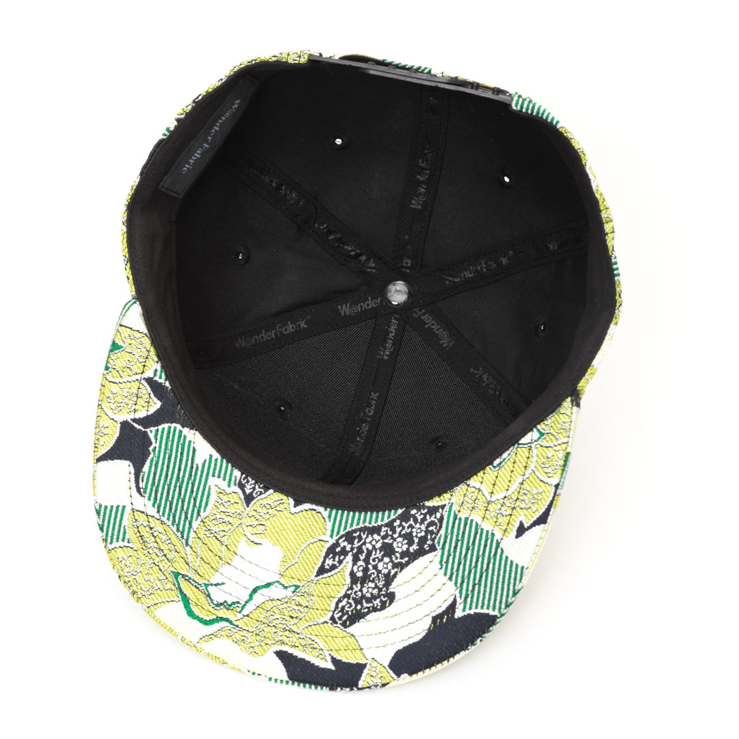 Kimono Fabric Cap - Green Floral Pattern