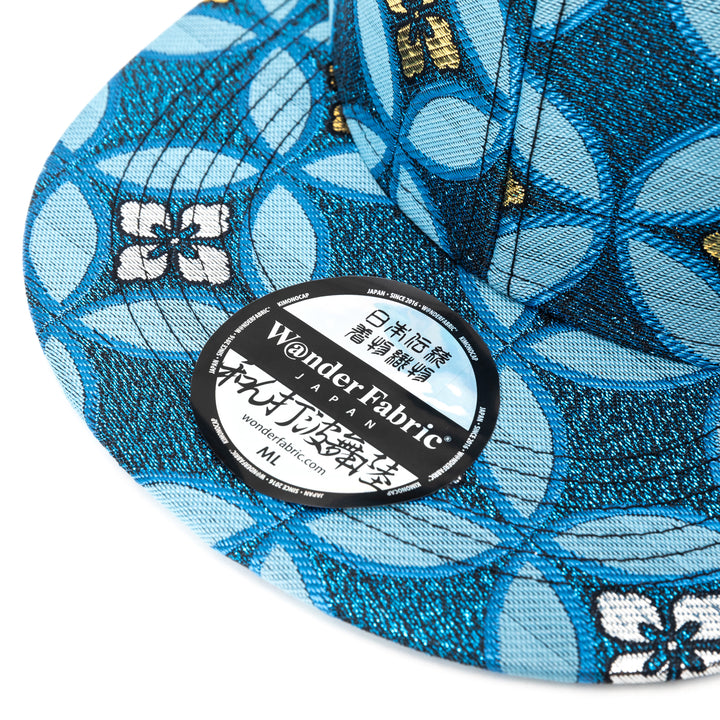 Kimono Fabric Cap - Blue Shippo Floral Pattern