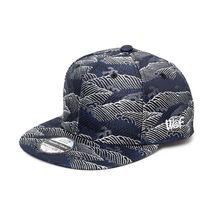 Kimono Fabric Cap - Navy Wave Pattern