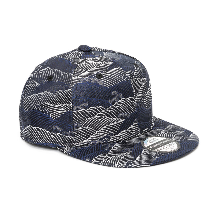 Kimono Fabric Cap - Navy Wave Pattern