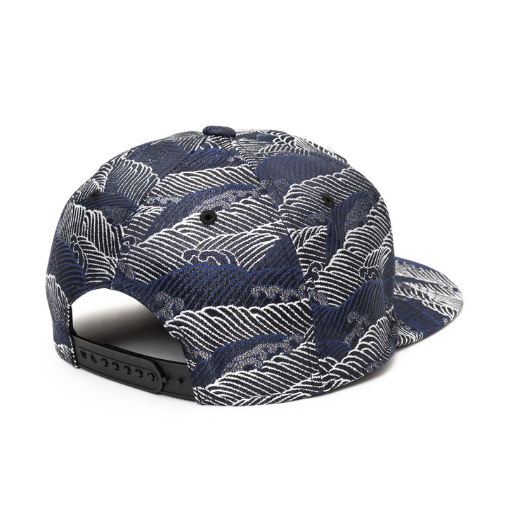 Kimono Fabric Cap - Navy Wave Pattern